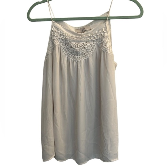 Loft Cream Lined Camisole Blouse with Eyelet Design Size Medium - Picture 1 of 7